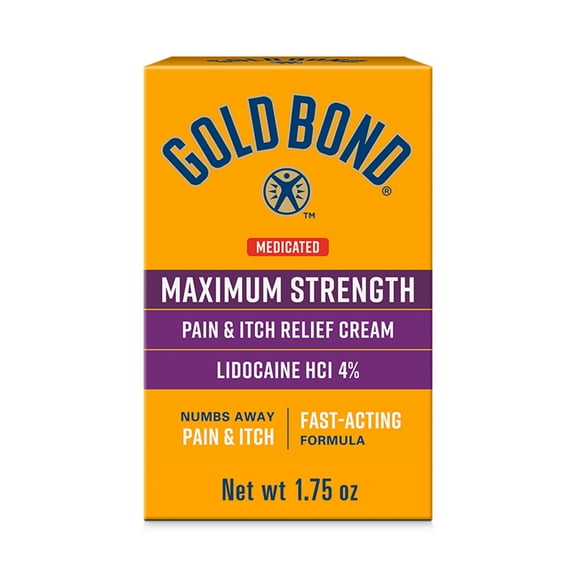 Gold Bond Medicated Maximum Strength Pain & Itch Cream with 4% Lidocaine, 1.75 oz.