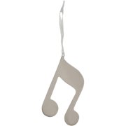 Broadway Gift Silver Double 8th Notes Music Instrument Replica Christmas Ornament, Size 4 inch