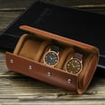 thumbnail image 4 of Estuche de viaje para reloj de cuero Caja para un solo reloj para hombres y mujeres, 3 ranuras, marrón, 4 of 6