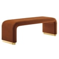 thumbnail image 2 of Modway Koda 60" Performance Velvet Waterfall Long Bench in Brass Rust, 2 of 9