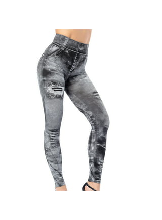 Women's Denim Print Jeans Look Like Leggings Sexy Stretchy High