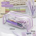 thumbnail image 3 of Ovzne Large Capacity Transparent Multifunctional Stationery Pencil Case - Portable With Handle, Detachable Pen Holder, Ideal For Students Professionals, 3 of 3