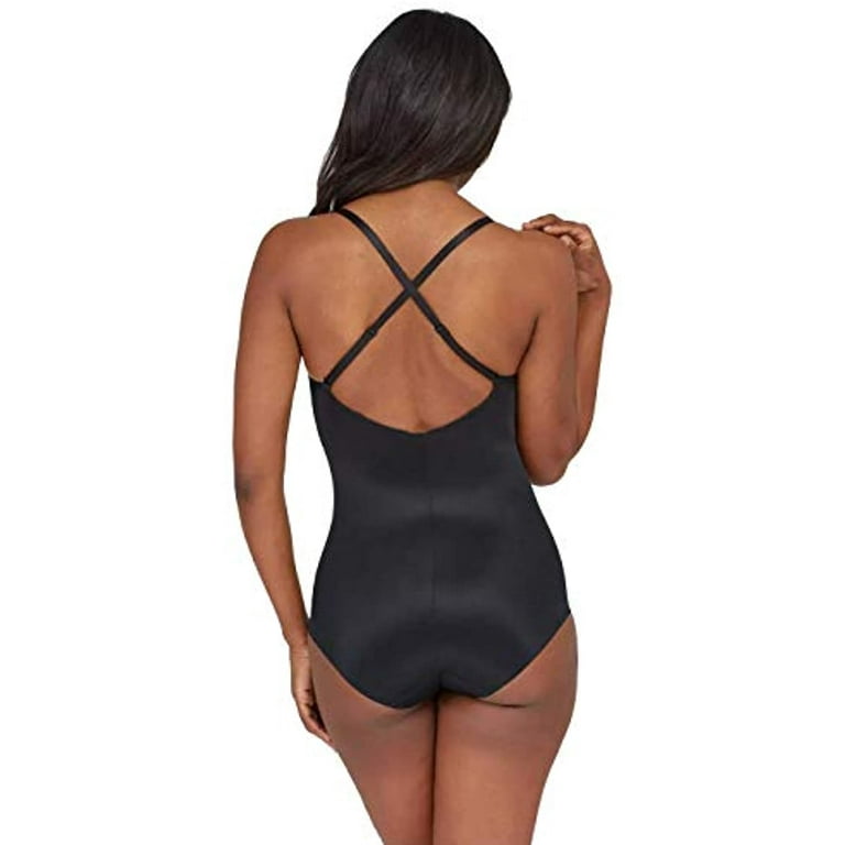 Assets by Spanx Women's Shaping Micro Low Back Cupped Bodysuit Shapewear -  (Black, Large)