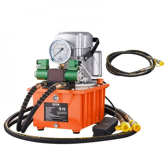 Electric Hydraulic Pump, 10000 PSI 750W 110V 488 in3/8L Capacity, Double Acting Solenoid Valve, Electric Driven Hydraulic Pump Power Pack Unit with Pedal Switch for Punching/Bending/Jack Machine
