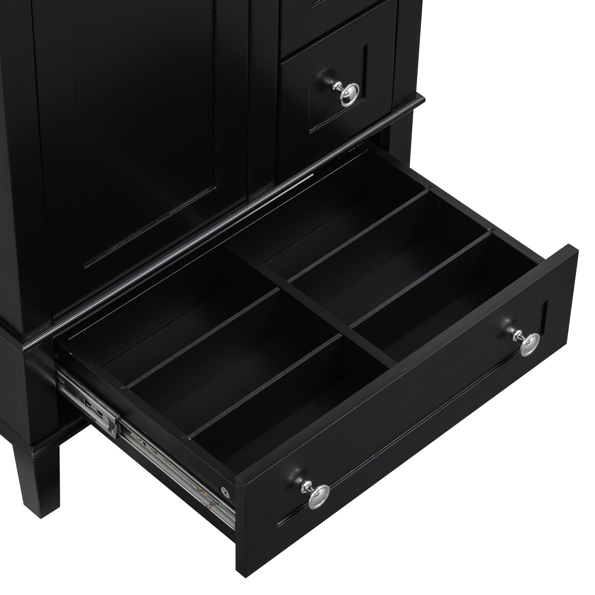 MODERNLUXE 24" Bathroom Vanity with Ceramic Sink,Modern Bathroom Storage Cabinet with A Door-mounted Double-Layer Shelf,1 Soft Closing Door & 3 Drawers, Freestanding Cabinet with Sink Combo Set,Black