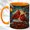 Orange, variant on Stained Glass Art Cardinal Coffee Mug, Winter Bird Mug, Ceramic 11 oz