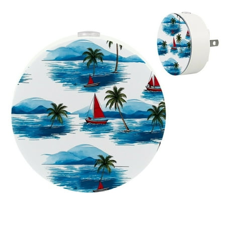 

YZUOUZY Night Light Bedside Lamp Bedside Lamps Set of 2 Cartoon Paintings Coconut Trees Sea
