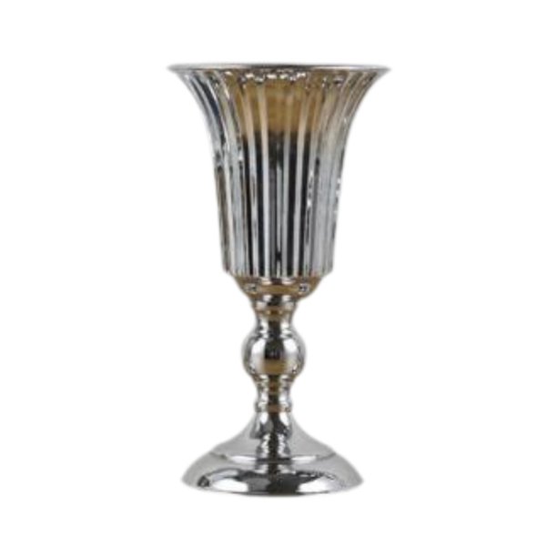 Jarrón de flores para boda, candelabro, centro de mesa, decoración, maceta de metal, soporte para flores, candelabro para mesa de cumpleaños, hogar Plata M 12cmx27cm