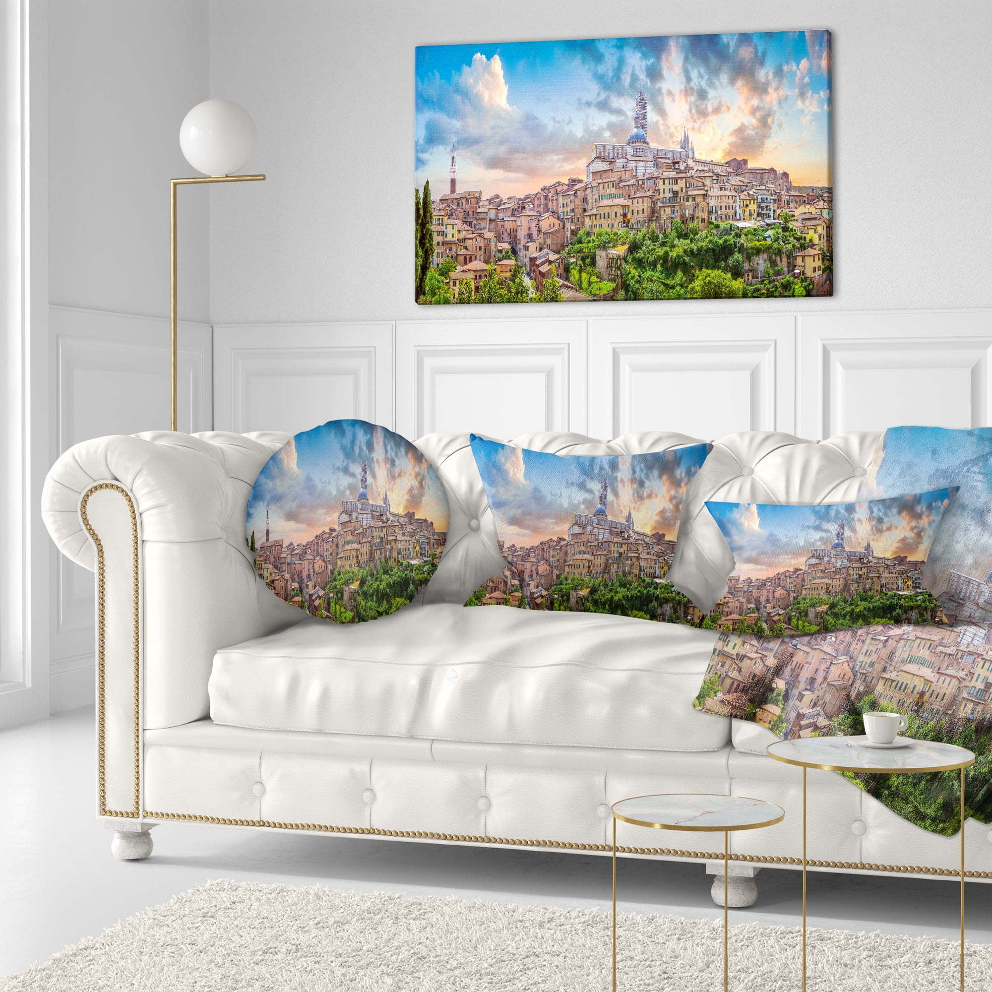 Designart 12" x 20" Blue Polyester Throw Pillow