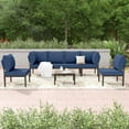 thumbnail image 2 of Gotland 6-Seater Patio Furniture Set - Modern Outdoor Metal Sectional Sofa with Navy Thick Cushions and Coffee Table, 2 of 6