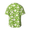 thumbnail image 2 of Xecao offers the Green White Flowers for Men's Casual Short-sleeved Shirt, a button-up collared shirt with a pocket, perfect for beach vacations and yacht travel in the XX-Large size., 2 of 7