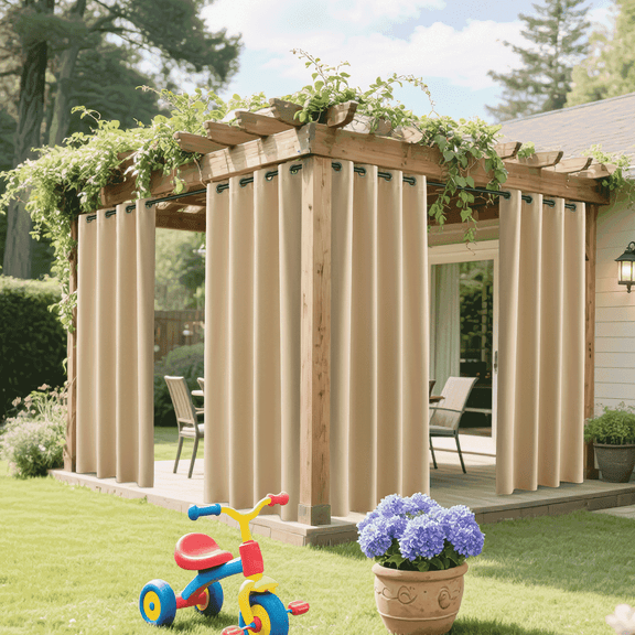 NICETOWN 2 Panels Outdoor Curtain 52"x84" Grommet Top Sunlight Blocking Window Treatment Drapes Blackout Curtains for Home Bedroom Living Room Patio Porch Pergola Cabana Gazebo