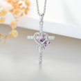 thumbnail image 3 of JO WISDOM Butterfly Cross Necklace 925 Sterling Silver Infinity Heart Cross Pendant Necklace for Women with 5A Cubic Zirconia February Birthstone Amethyst Color, 3 of 5