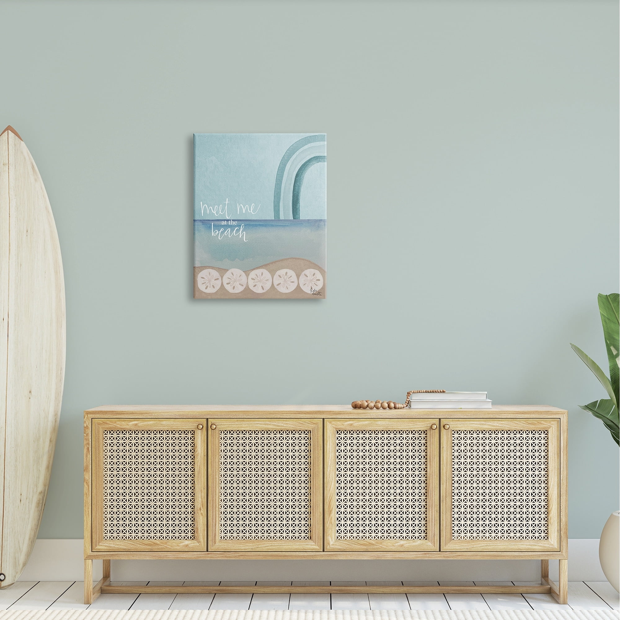 Stupell Industries Meet Me At Beach Sand Dollar Watercolor Rainbow , 24 x 30, Design by Kim Allen