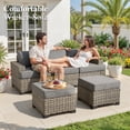 thumbnail image 3 of Ovios 7 Pieces Outdoor Patio Furniture Set All-Weather Rattan Wicker Sectional Sofa and Chairs with Ottomans, Dark Gray, 3 of 9