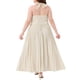 thumbnail image 3 of Conjunto elegante de 2 piezas para mujer de tallas grandes Agnes Orinda, top halter sin espalda y falda maxi plisada 2X beige, 3 of 6