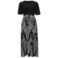 thumbnail image 4 of FAVIPT Maxi Long Dresses for Women 2025 Elegant Floral Print Casual Dress Short Sleeve Round Neck Dresses Flowy Trendy Summer Dress Black,S, 4 of 8