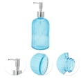 thumbnail image 5 of Unique Bargains 1 Pc Durable Vertical Stripes Soap Dispenser 13.53oz Blue Silver Tone, 5 of 6