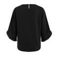 thumbnail image 5 of Womens 3/4 Length Sleeve Tops Crew Neck Solid Color Fashion Shirts Spring Summer Business Casual Blouses Shirt, 5 of 6