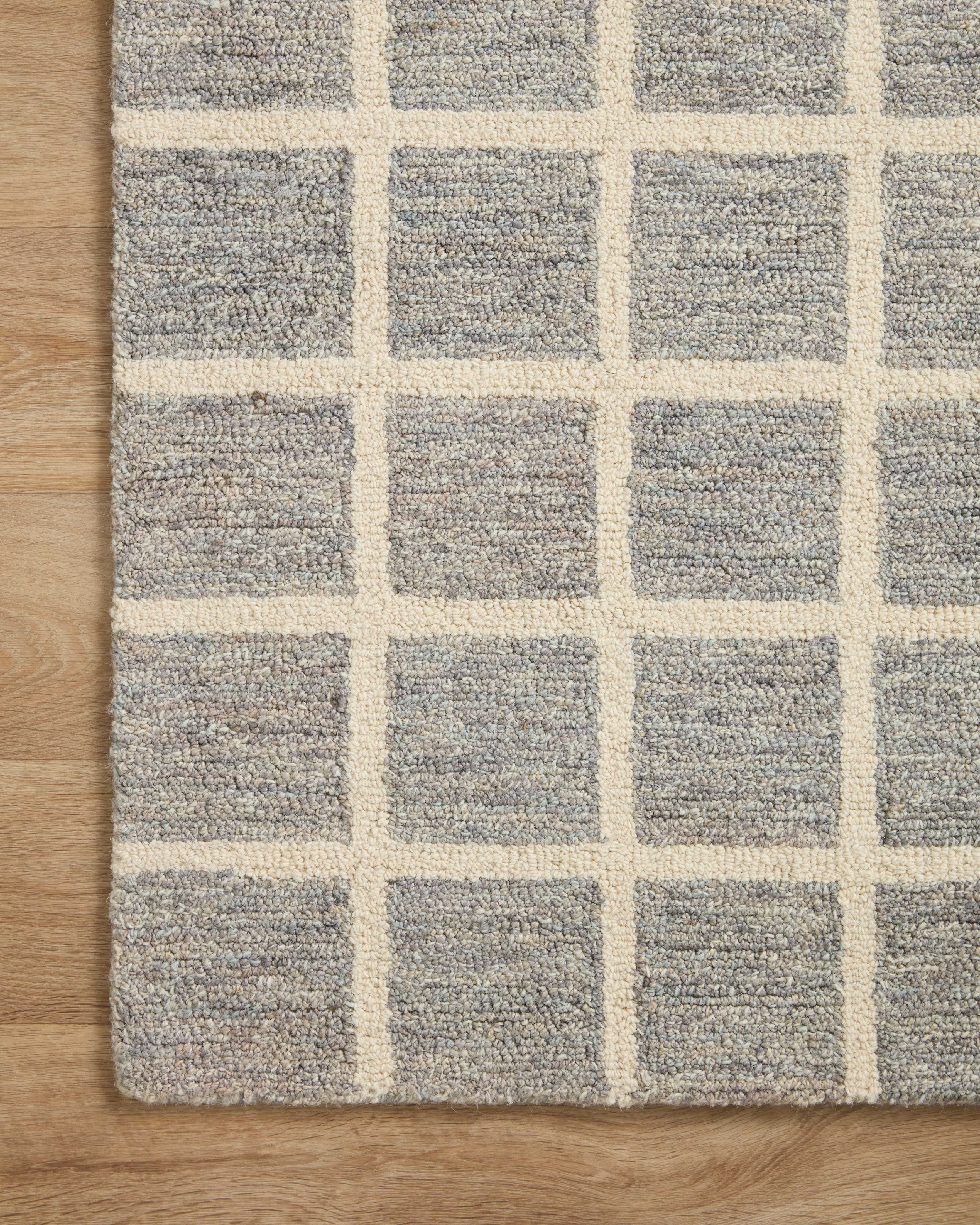 Chris Loves Julia x Loloi Polly Grid Slate/Ivory 2'-3" x 3'-9" Area Rug