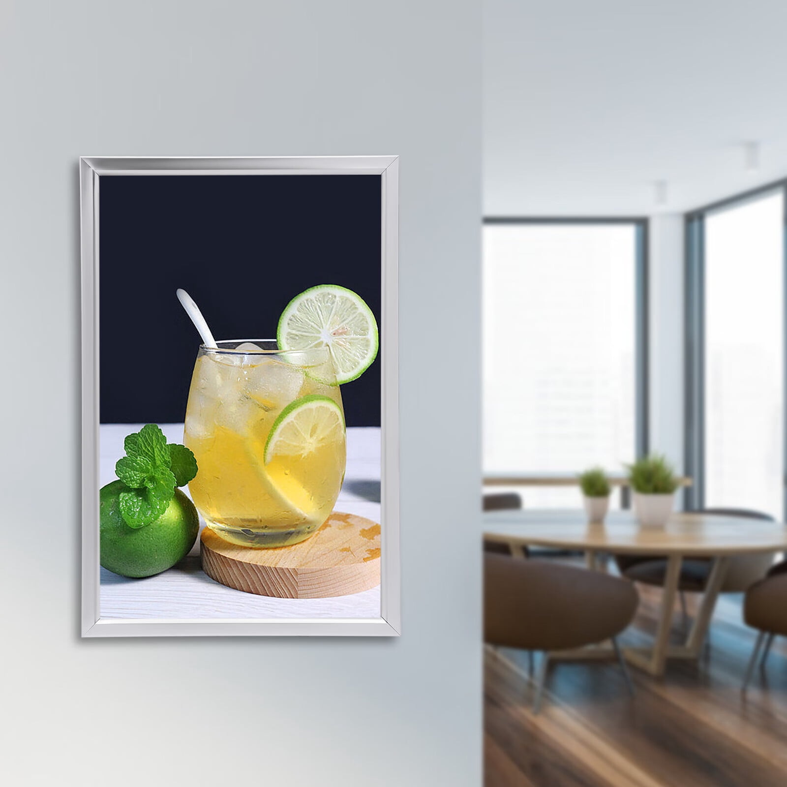 LOYALHEARTDY 18" x 24" LED Backlit Movie Poster Frame Art Picture Frame Photo Frame 110V 10W 2000lux Rectangular Light Box Advertising Display Frame Wall Mount Store Restaurant Sign Board Silver