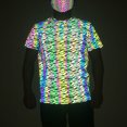 thumbnail image 2 of Camiseta reflectante colorida con patrón, camisetas sueltas de manga corta para hombres y mujeres jóvenes Pompotops oipoqjl2465, 2 of 9