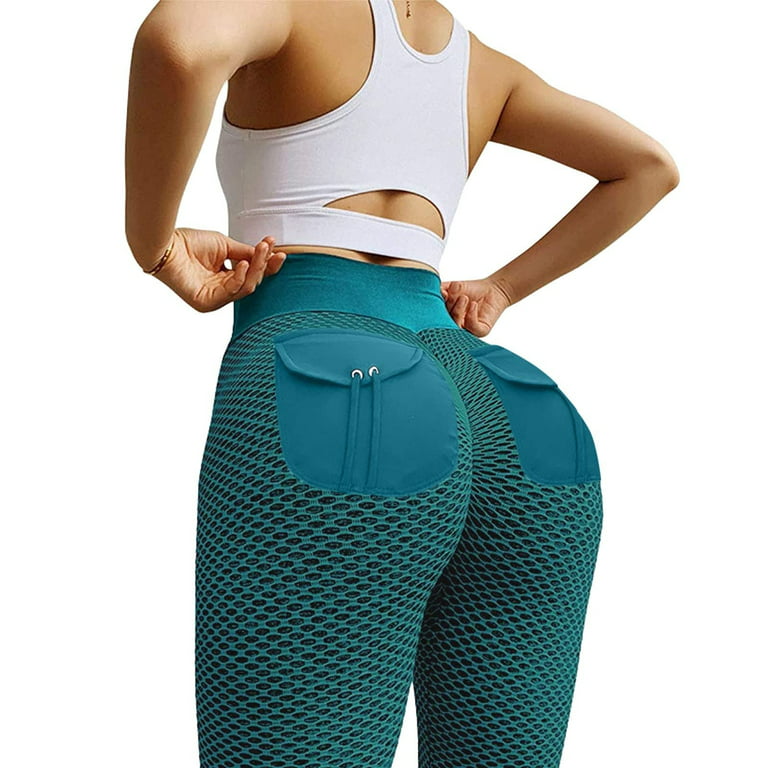 RQYYD Clearance Leggings for Women Butt Lifting Leggings Workout Scrunch  Seamless Leggings High Waisted Booty Yoga Pants(Green,S)