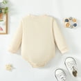 thumbnail image 3 of Newborn Baby Girls Clothes Baby Girls One-piece Romper Bodysuit 0-3 Months Girls Long Sleeve Round Neckline Solid Color Romper Bodysuit Apricot, 3 of 7