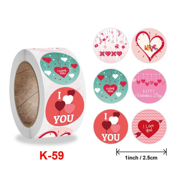 Rollo de pegatinas TE AMO, 500 unidades, 6 colores, pegatinas para el día de San Valentín, pegatina adhesiva de amor de 1 pulgada para compromiso, boda, aniversario, decoración de fiesta de cumpleaños