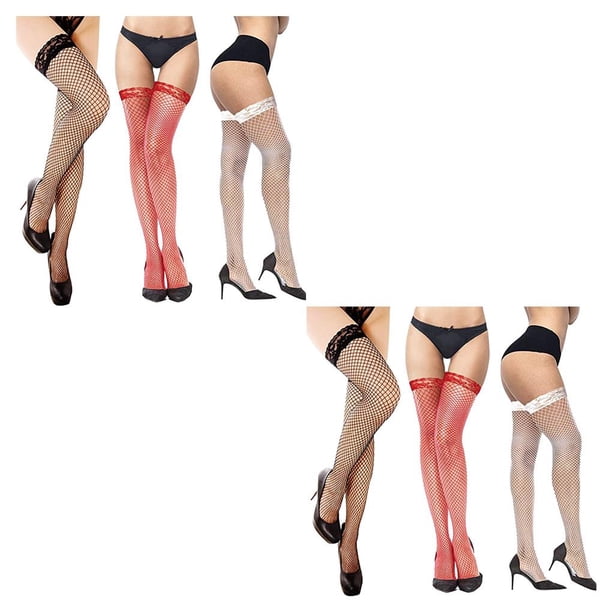 Qarigey 3 pares de medias de red para mujer, conjunto de estudiantes, suministros de disfraces de fondo de poliéster, calcetines largos 2piezas