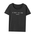 thumbnail image 2 of Camiseta para mujer Verano Tops Regular Fit Transpirable Cuello Redondo Camiseta para Viaje Playa M, 2 of 8