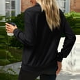 thumbnail image 4 of Sweatshirts For Women Loose Fit Women's Fashion V-Neck Standing Neck Solid Color Long Sleeve Sweatshirt Top, 4 of 6