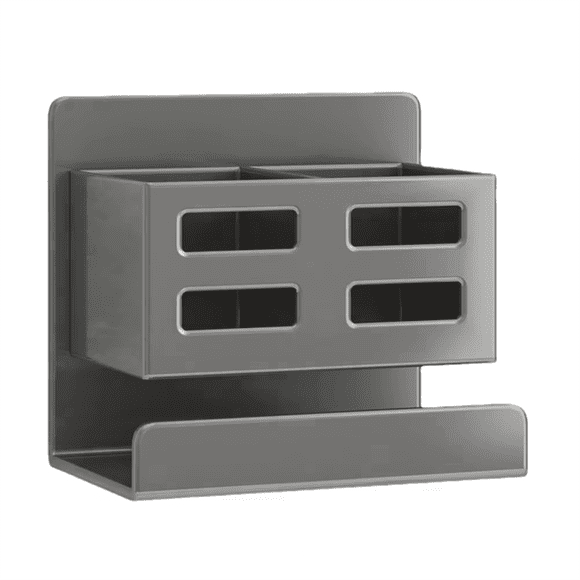 Organizador de Baño Montado en la Pared, Impermeable, Sin Descarga, Drenaje, Cepillo de Dientes, Peine, Cosméticos, Secador de Pelo, Organizador Gris