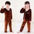 thumbnail image 3 of Conjunto de Pijamas Unisex para niño y niña, ropa de dormir de terciopelo dorado, cálida, de invierno, 3 of 4