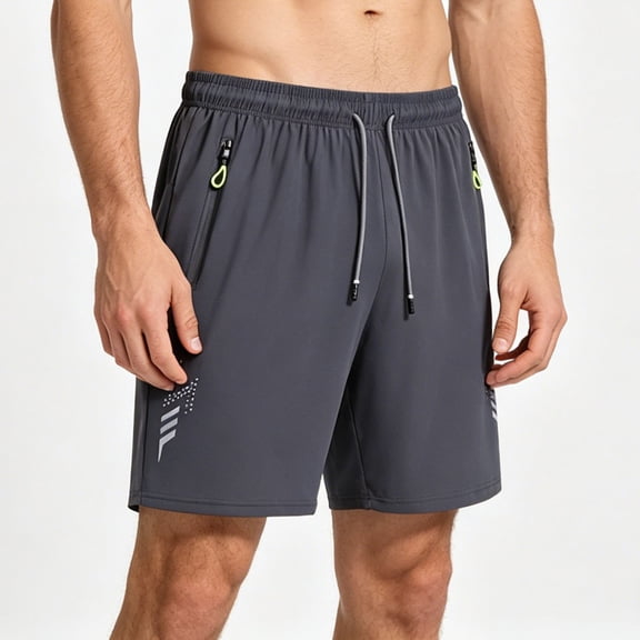 Xdegoge Athletic Running Shorts for Men Quick Dry Workout Gym Shorts with Zipper Pockets Elastic Waist Drawstring Breathable Activewear for Exercise Fitness Training