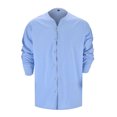 thumbnail image 3 of Mens Long Sleeve Shirt Casual Stylish Stretch Shirts Comfortable Solid Color Collared Workwear Blue Size XXXL, 3 of 7