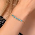 thumbnail image 3 of Gem Stone King 3.57 Ct Round Swiss Blue Topaz 18K Yellow Gold Plated Silver Tennis Bracelet for Women, 3 of 5
