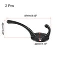 thumbnail image 2 of Unique Bargains Dual Prong Coat Hooks Wall Mounted Double Hooks Utility Black Hook for Coat Towel Hat 87mm x 29mm x 42mm 2Pcs, 2 of 4
