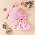 thumbnail image 5 of Staki Preemie Newborn Baby Girl Clothes Romper Suspender Dress Fall Winter Outfits Ruffle Long Sleeve Jumpsuit 0-18M,3-6 Months, 5 of 8