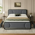 thumbnail image 2 of GUNAITO Full Bed Frame with 2 Storage Drawers, Platform Bed with Velvet Upholstered Headboard, Modern Bed Frame with Charging Station & USB Port, Beige, 2 of 9