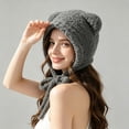 thumbnail image 5 of qolati Women Plush Bear Hat Warm Ear Protection Fall Winter Thickened Fuzzy Hat Earflap Beanie Warm Tropper Windproof Hooded Hat Headwear, 5 of 7