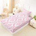 thumbnail image 4 of jejeloiu Soft Damask Twin Sheets For Girls,Delicate Pattern Bedding,Pink White,3pcs,1 Fitted Sheet and 1 Pillowcase, 4 of 6