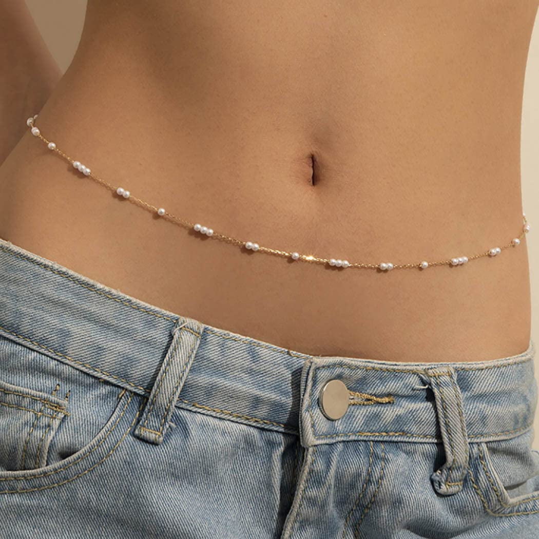 Pearl Belly Body Chains Gold Waist Chain Beach Bikini Fashion Body Jewelry Accessories for Women and Girls Walmart