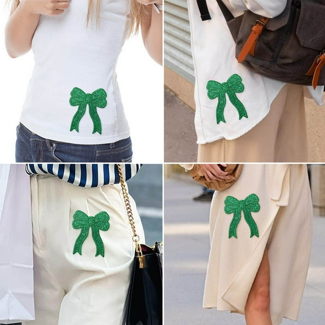 Parche de Lazo de Lentejuelas Termoadhesivo de 15 X 12 Cm con Purpurina Bordada para Sudaderas, Chaquetas, Vaqueros, Bolsos, Decoración para Reparar Telas para Mujeres y Niñas.