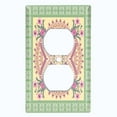 thumbnail image 2 of Metal Light Switch Plate Cover Green Pink Floral Paisley Circular Tile Pattern TIL086, 2 of 13