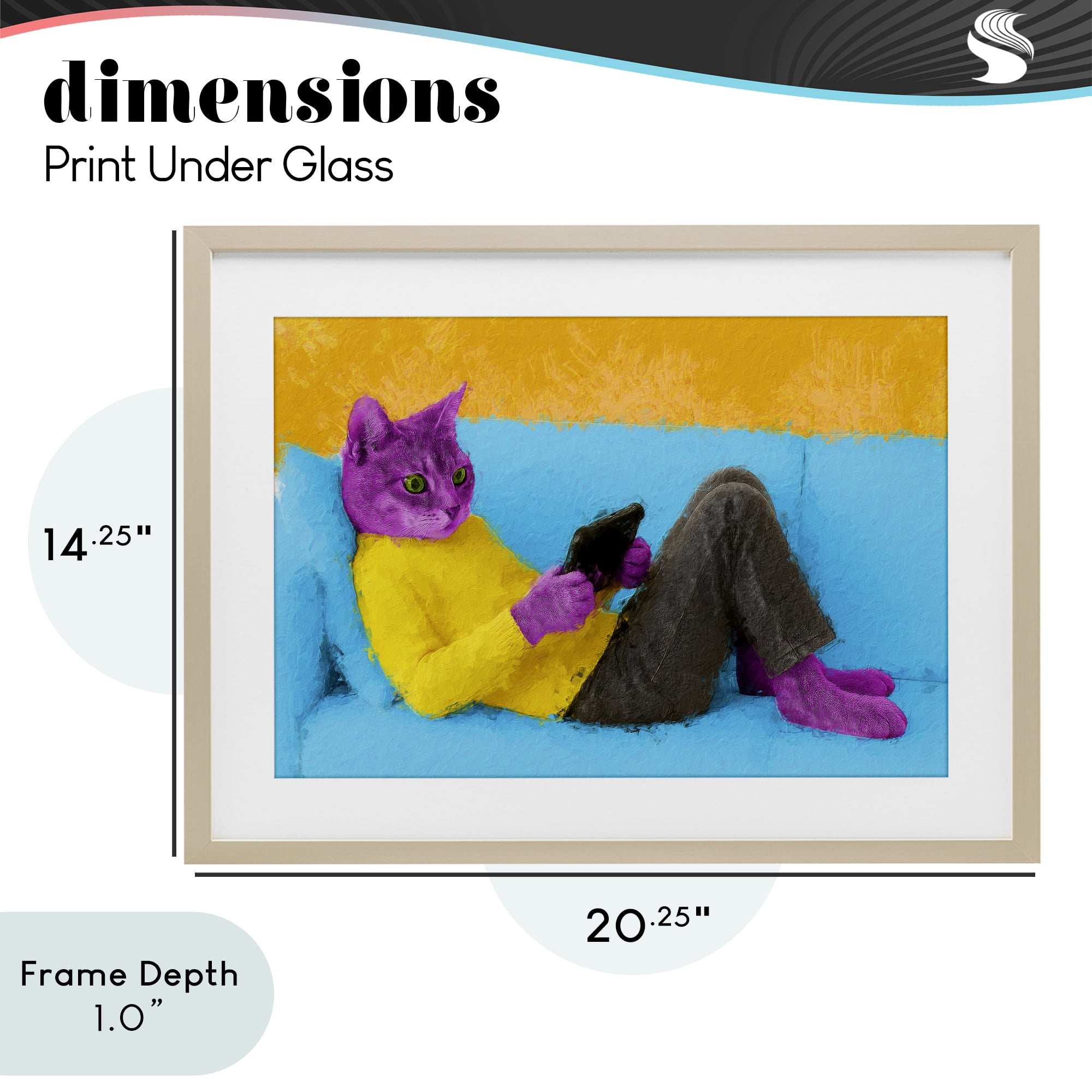 Stupell Industries Vibrant Cat Playing Game Birch Framed Print Under Glass, design by Sean Parnell