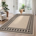 thumbnail image 1 of Garvee 10'x13' Modern Bordered Rug Solid Area Rug, Geometric Washable Rugs Stain Resistant Low Pile Rug Non Slip Indoor Outdoor Carpet for Living Room Bedroom Home Office, Jute, 1 of 8
