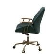 thumbnail image 4 of Vintage Top Grain Leather Swivel Office Chair, Adjustable Height Computer Chair with Wooden Armrest and 5-Stars Base, Curved Tufted Upholstered Task Chair Armchair with Ergonomic Backrest, Dark Green, 4 of 6