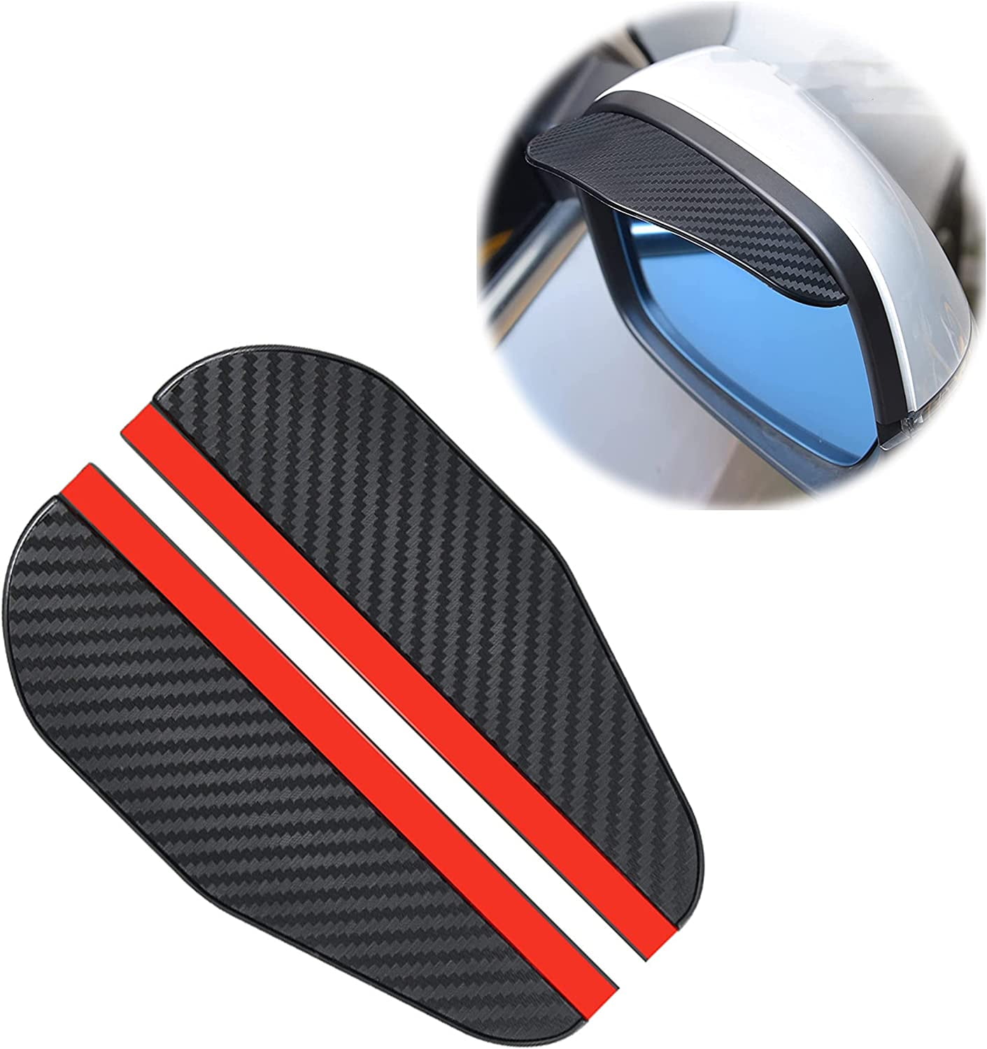 2 Pcs Mirror Rain Visor Smoke Guard Carbon Fiber Rear View Mirror Visor