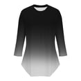 thumbnail image 5 of UAMVSH 3/4 Sleeve Tops for Women Trendy Gradient Crew Neck Pleated T-Shirts Casual Vacation Graphic Tunic Tops Fall Clothes (XX-Large,Black), 5 of 5